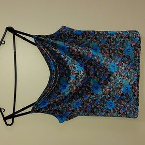 Tristan Floral Tank Top - Blue and Black